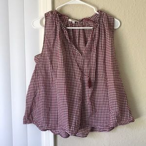 Madewell checkered v neck top